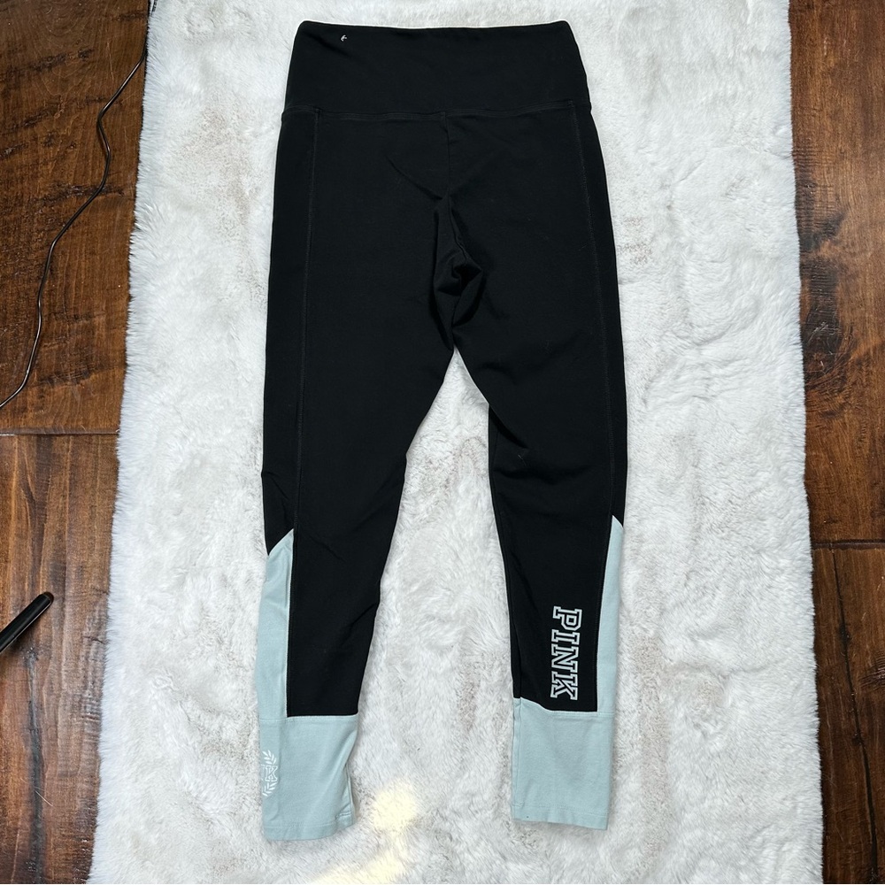 Victoria Secret Pink Yoga Black & Blue Leggings